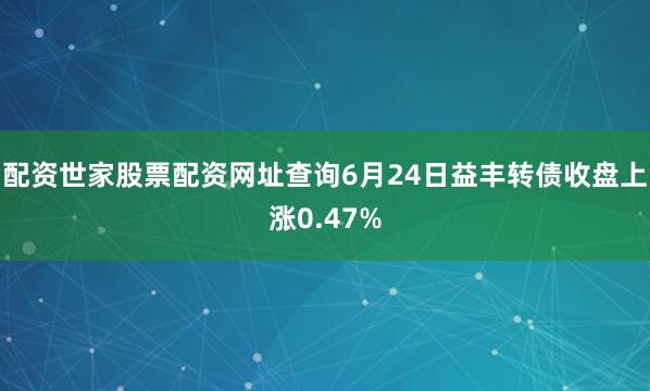 配资世家股票配资网址查询6月24日益丰转债收盘上涨0.47%